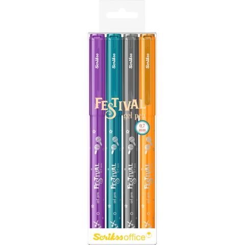 Festival Jel Tükenmez Kalem 0.7 mm Canlı Renkler 4'Lü