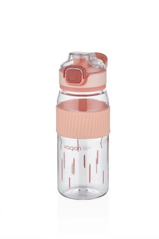 Vagonlife 550ml Rahat İçim Desenli Silikon Gövde Kilitlenebilir Kapaklı Polikarbon Matarası Pembe SM-VGN-3001