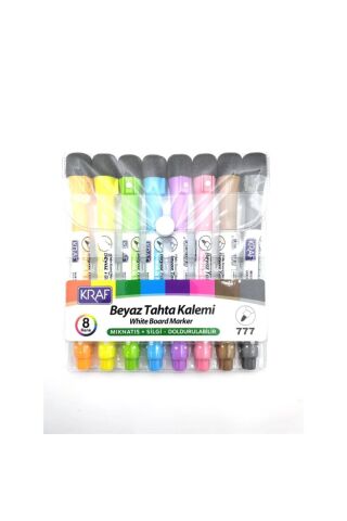 777 Beyaz Tahta Kalemi Mıknatıslı Ve Silgili 8'li Set