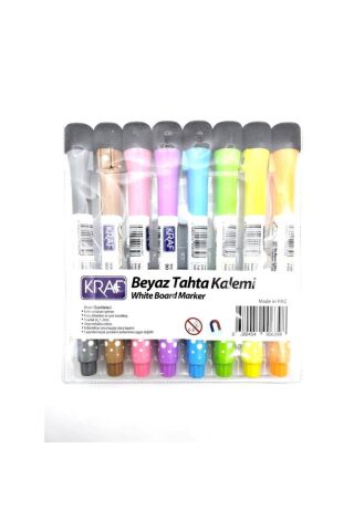 777 Beyaz Tahta Kalemi Mıknatıslı Ve Silgili 8'li Set