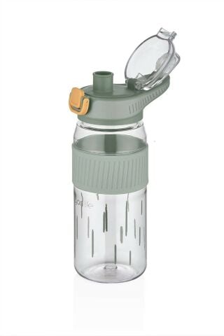 Vagonlife 550ml Rahat İçim Desenli Silikon Gövde Kilitlenebilir Kapaklı Polikarbon Matarası Yeşil SM-VGN-3001