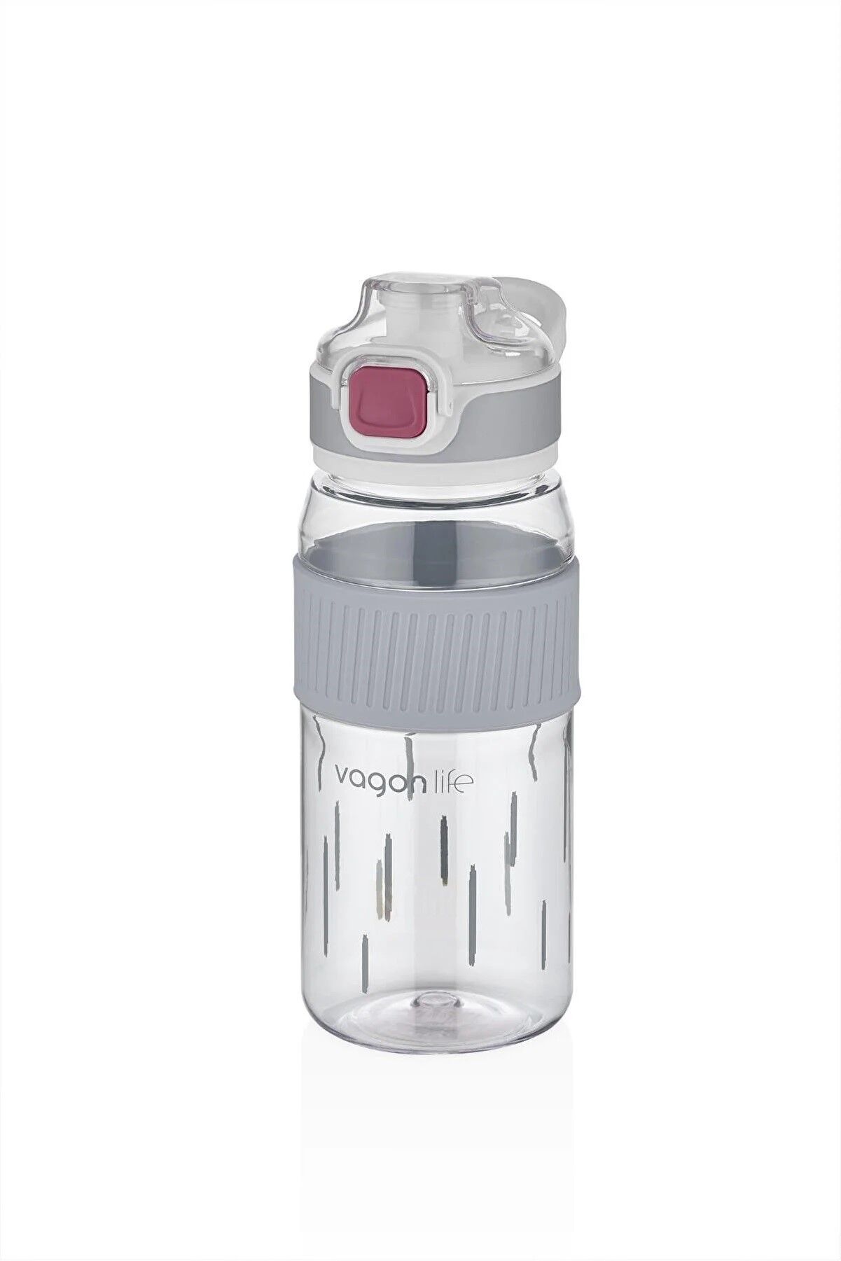 Vagonlife 550ml Rahat İçim Desenli Silikon Gövde Kilitlenebilir Kapaklı Polikarbon Matarası Beyaz SM-VGN-3001
