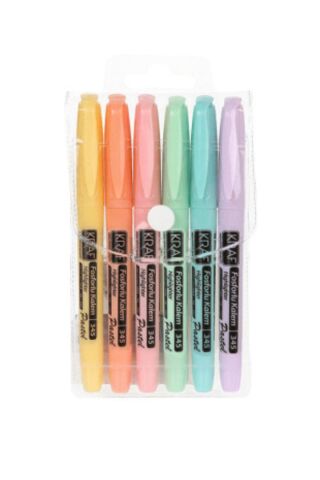 Pastel Fosforlu Kalem Cep Tipi 6 Renk Set