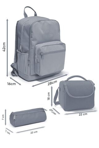 Lacivert Mavi Desenli 3 lü Okul Çanta Seti SET0123688
