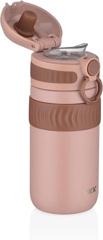 Vagonlife T-2006 450ML Pembe Rahat İçim Çift Yalıtımlı Paslanmaz Çelik Termos Matara