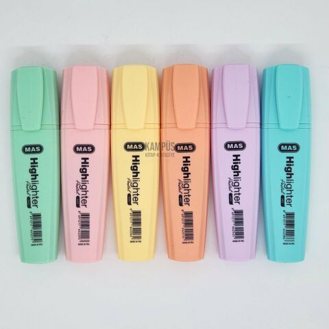 Mas Pastel Highlighter Fosforlu Kalem 6'lı