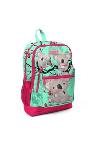 Kids Su Yeşili Neon Mercan Koala Desenli USB'li 3’lü Okul Çanta Seti SET0123813
