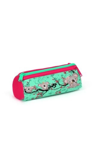 Kids Su Yeşili Neon Mercan Koala Desenli USB'li 3’lü Okul Çanta Seti SET0123813