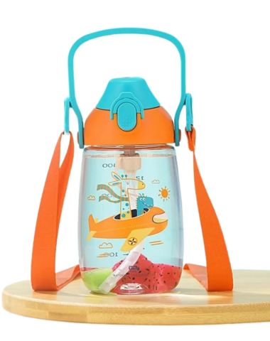 Vagonlife Uzspace VGN2201 Turuncu Sunshine Pipetli 500 Ml Boyun Askılı Tritan Çocuk Su Matarası -Kutulu