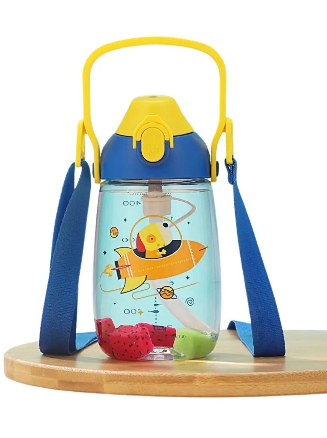 Vagonlife Uzspace VGN2201 Mavi Galactic Pipetli 500 Ml Boyun Askılı Tritan Çocuk Su Matarası -Kutulu