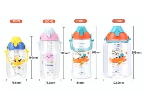 Vagonlife Uzspace VGN2201 Mavi Galactic Pipetli 500 Ml Boyun Askılı Tritan Çocuk Su Matarası -Kutulu
