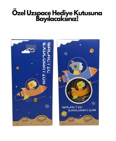 Vagonlife Uzspace VGN2201 Mavi Galactic Pipetli 500 Ml Boyun Askılı Tritan Çocuk Su Matarası -Kutulu