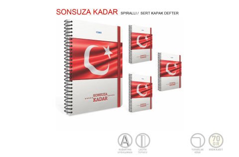 Gıpta Sonsuza Kadar 17x24cm Sert Kapak Spiralli 120 Yaprak Kareli Defter