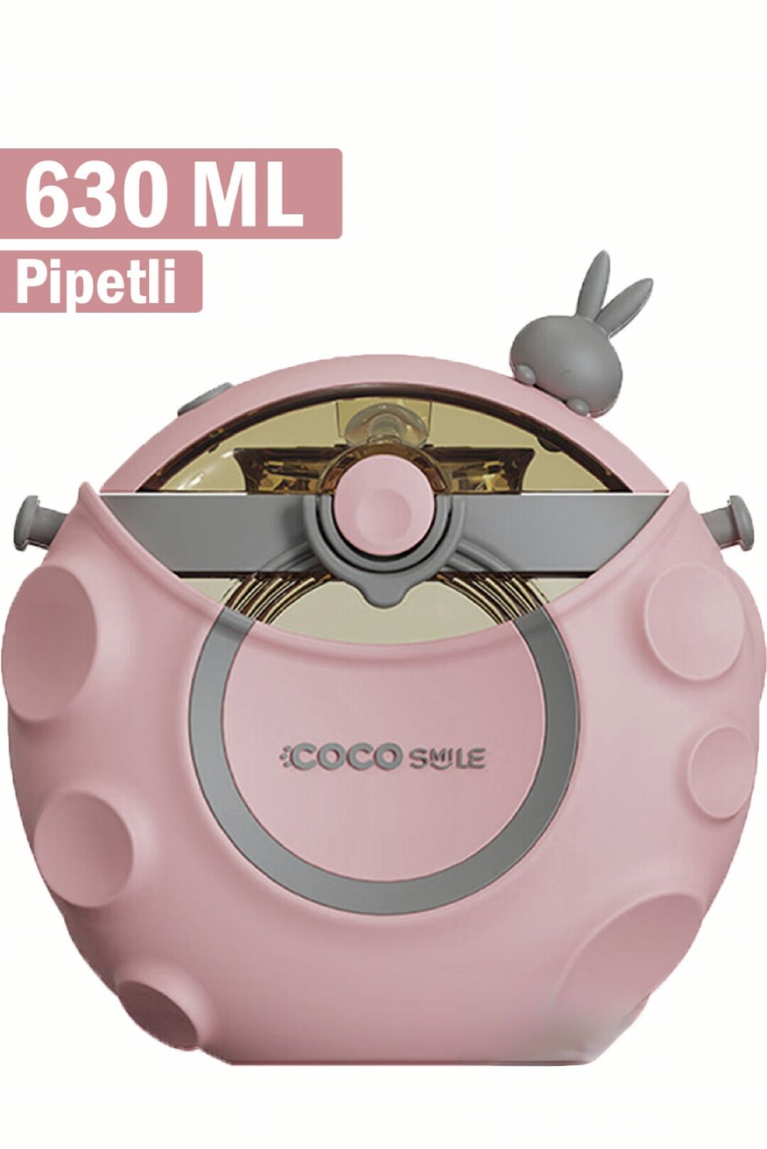 Vagonlife Cocosmile 630ml Silikon Uzay Tema Kılıflı Pipetli Askılı Tritan Çocuk Matarası Pembe CS-0006