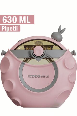 Vagonlife Cocosmile 630ml Silikon Uzay Tema Kılıflı Pipetli Askılı Tritan Çocuk Matarası Pembe CS-0006