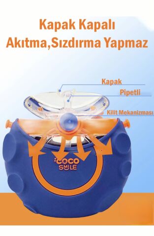 Vagonlife Cocosmile 630ml Silikon Uzay Tema Kılıflı Pipetli Askılı Tritan Çocuk Matarası Pembe CS-0006