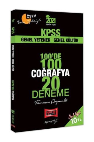Yargı Yayınları 2021 KPSS Coğrafya 100'de 100 Tamamı Çözümlü 20 Deneme
