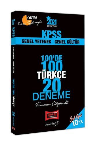 Yargı Yayınları 2021 KPSS Türkçe 100'de 100 Tamamı Çözümlü 20 Deneme
