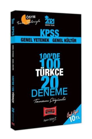Yargı Yayınları 2021 KPSS Türkçe 100'de 100 Tamamı Çözümlü 20 Deneme