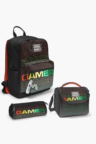 Siyah Gri Gamer Desenli 3’lü Okul Çanta Seti SET0123640