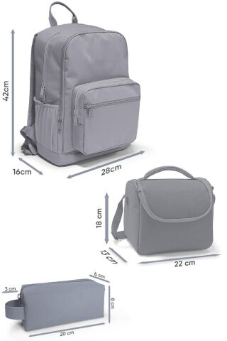 Siyah Gri Gamer Desenli 3’lü Okul Çanta Seti SET0123640