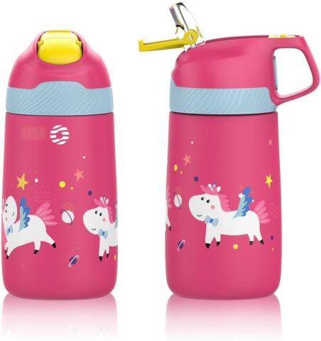 Vagonlife VGN2055 Pembe Unicorn 350ML Pipetli Çelik Termos Matara