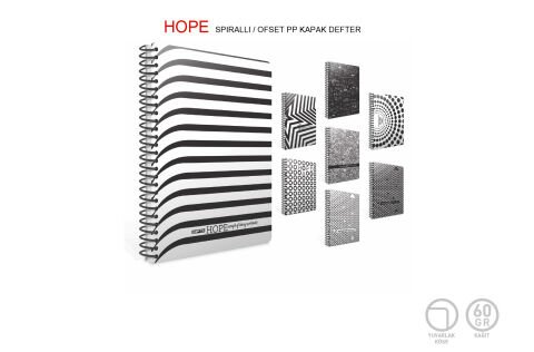 Gıpta Hope 18.5x26cm Plastik Kapak 100 Yaprak Çizgili Spiralli Defter