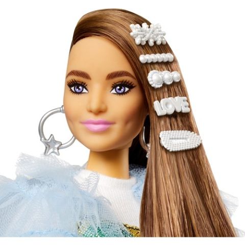 Barbie Extra Renkli Elbiseli Kumral Bebek