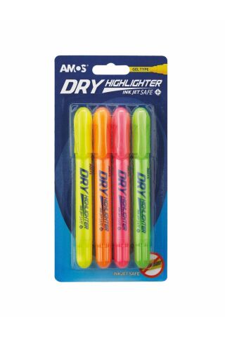 Dry Highlighter Jel Fosforlu Kalem - 4lü Set