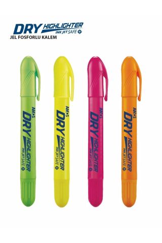 Dry Highlighter Jel Fosforlu Kalem - 4lü Set