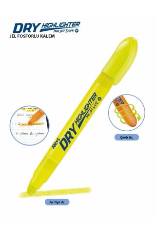Dry Highlighter Jel Fosforlu Kalem - 4lü Set