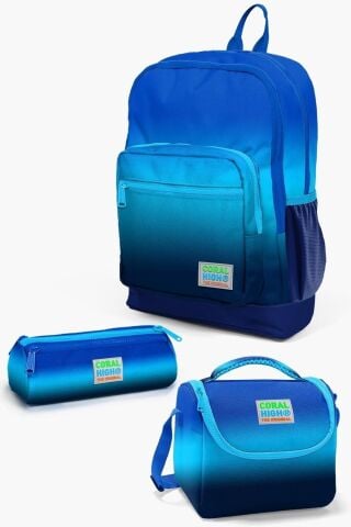 Kids Lacivert Mavi Renk Geçişli 3’lü Okul Çanta Seti SET0123745