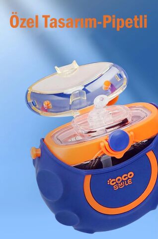 Vagonlife Cocosmile 630ml Silikon Uzay Tema Kılıflı Pipetli Askılı Tritan Çocuk Matarası Yeşil CS-0006