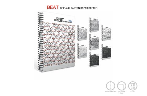 Gıpta Beat A4 Karton Kapak 80 Yaprak Kareli Spiralli Defter