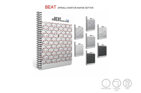 Gıpta Beat A4 Karton Kapak 80 Yaprak Çizgili Spiralli Defter