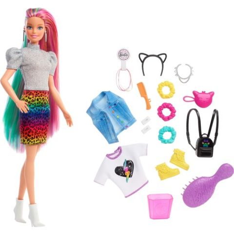 Barbie Barbie, Leopar Desenli Saçlar Bebeği GRN81