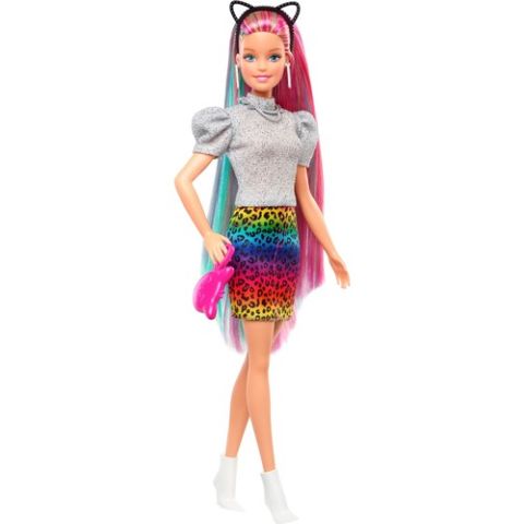 Barbie Barbie, Leopar Desenli Saçlar Bebeği GRN81