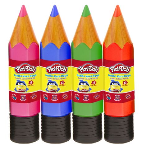 Play-Doh 12 Renk Jumbo Kuruboya Plastik Tüp Ku020