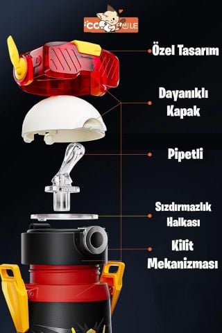 Vagonlife Cocosmile CS-0001 500Ml Siyah Pipetli -Boyun Askılı Çelik Termos