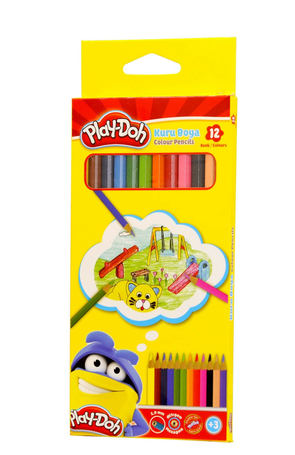 Play-Doh 12 Renk Tam Boy Kuruboya Kalemi Ku001