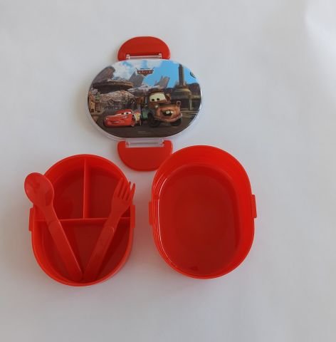 Timon Cars Lisanslı Beslenme Saklama Kabı İki Katlı Oval Kırmızı