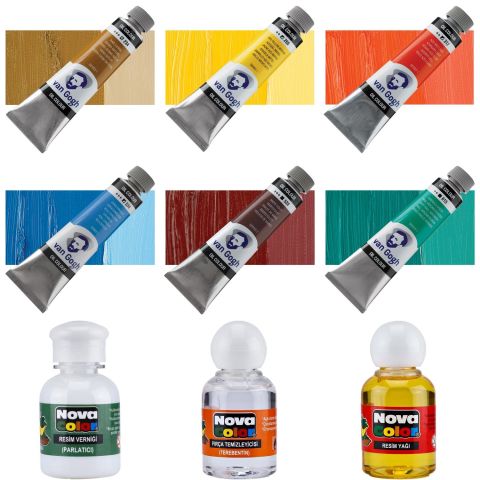 Van Gogh 40ml Yağlı Boya Set2+Resim Yağı,Terebentin,Vernik Hediyeli