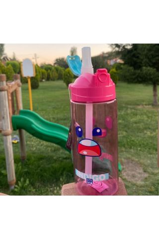 Indigo Tritan Desenli Pipetli Matara 500 Cc Pembe