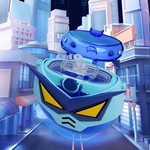 CocoSmile Özel Kutulu 630 ML Pipetli Robot Temalı Tritan Su Matarası -Boyun Askılı Mavi