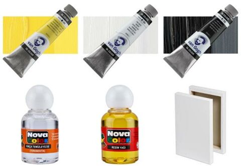 Van Gogh 40ml Yağlı Boya Set4+Resim Yağı,Terebentin+Tuval Hediyeli
