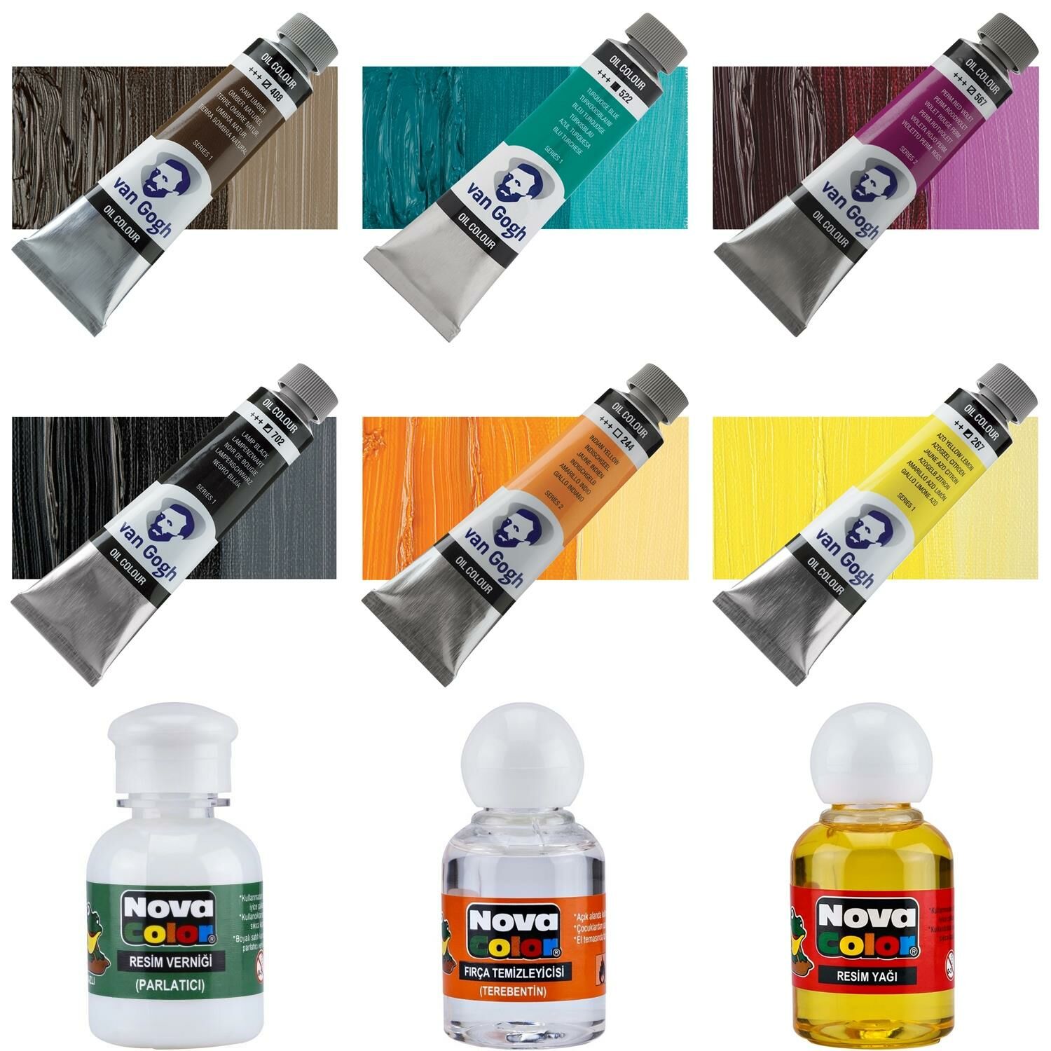 Van Gogh 40ml Yağlı Boya Set3+Resim Yağı,Terebentin,Vernik Hediyeli