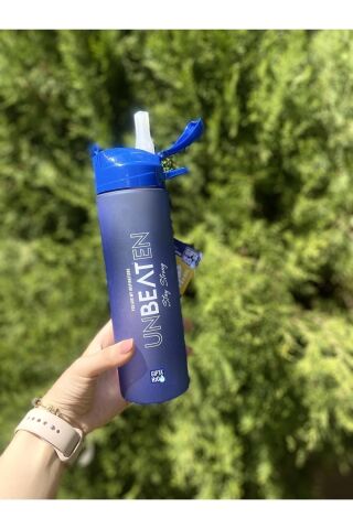 Gıpta Mavi Unbeaten Tritan Su Matarası Su Şişesi Suluk Pipetli 600 ml