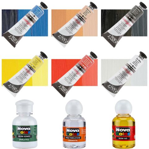 Daler Rowney 38ml Georgian Yağlı Boya Set1+Resim Yağı,Terebentin,Vernik Hediyeli