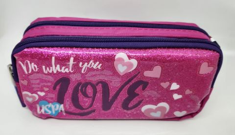 U.S. Polo Assn. Pembe-Mor Çift Gözlü Love Baskılı Kalem Çantası PLKLK20175