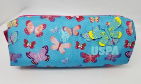 U.S. Polo Assn. Kelebekli Açık Mavi Tek Gözlü Kalem Çantası PLKLK22175